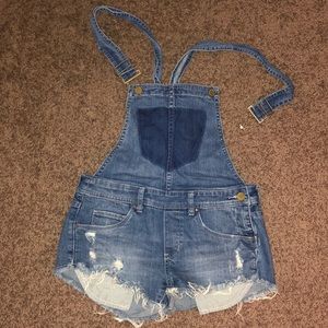Blank NYC Jean Shorts Overalls - Medium Wash